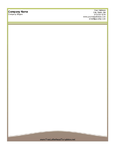 A printable letterhead design with a thin olive green