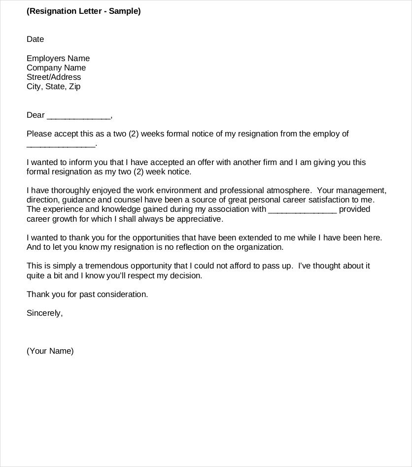 9 ficial Resignation Letter Examples PDF