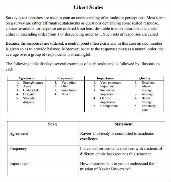 5 Free Likert Scale Templates Word Excel PDF Formats