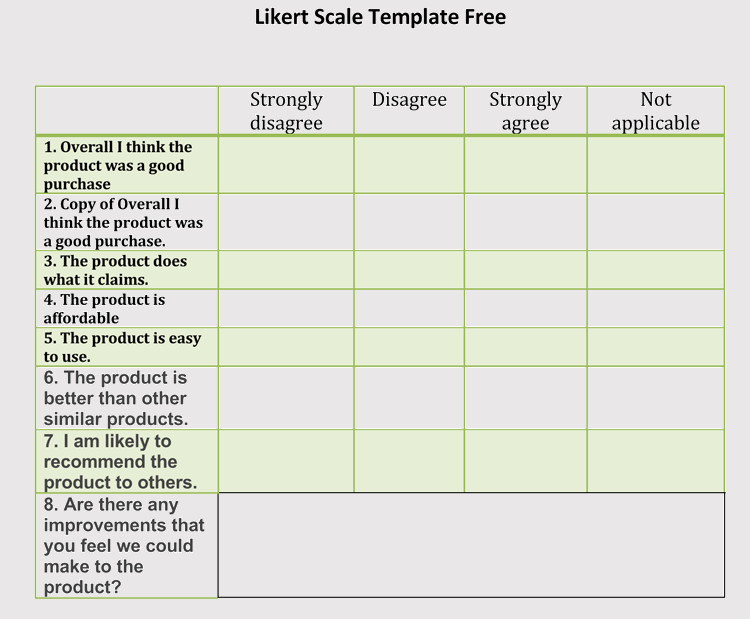 Create Likert Scale Sheets – 15 Free Templates for Excel
