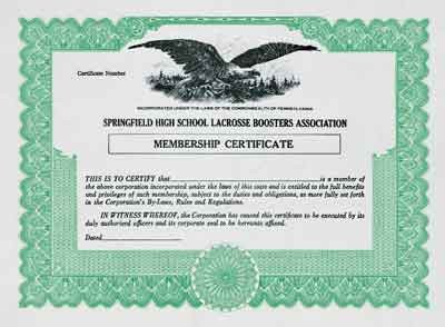 Blank Stock Membership and Award Certificates from