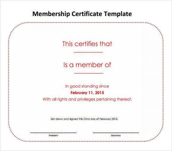 Membership Certificate Template 15 Free Sample Example
