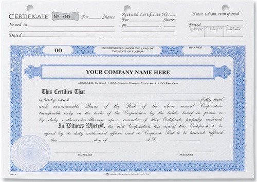 Stock Certificates membership certificates