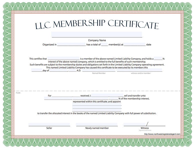 LLC Membership Certificate FREE Limited Liability