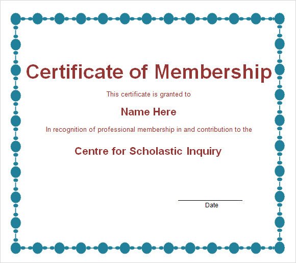 Membership Certificate Template 15 Free Sample Example