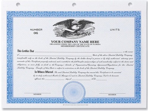 Stock Certificates LLC certificates Membership Certificates