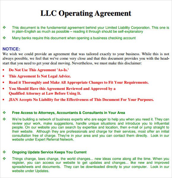 13 Sample Operating Agreements PDF Word