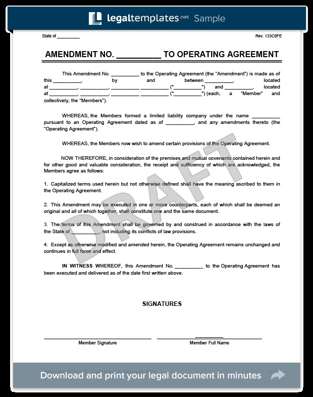 Amendment to an LLC Operating Agreement