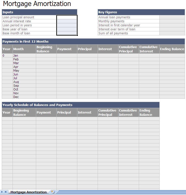 Printable Mortgage Calculator Amortization Schedule Excel