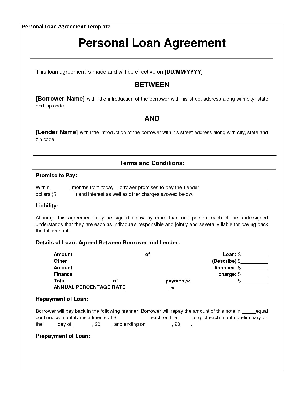 14 Loan Agreement Templates Excel PDF Formats