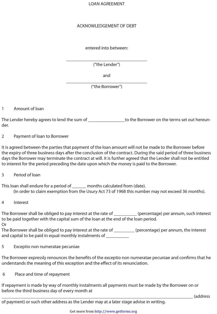 40 Free Loan Agreement Templates [Word & PDF] Template Lab