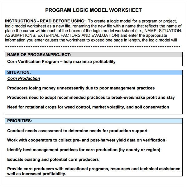 Sample Logic Model 11 Documents in PDF Word