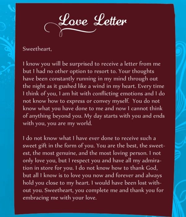 Penning down love letters to girlfriend can serve all