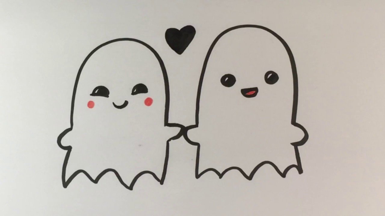 How to Draw Ghosts in Love Cute Halloween Drawings