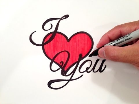 How to Draw I Love You with a Heart