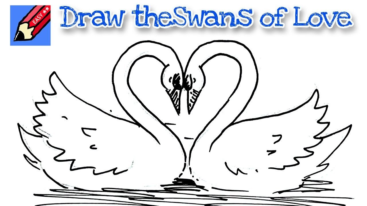 How to draw Swans of Love Real Easy for kids and
