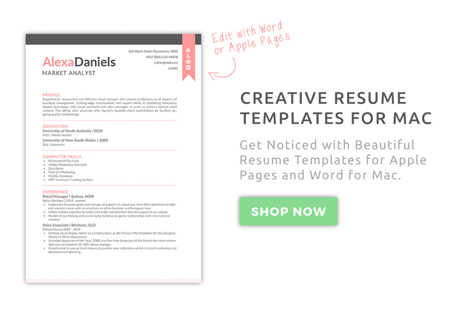 Creative Resume Templates for Mac & Apple Pages ٩ ͡๏̯͡๏ ۶