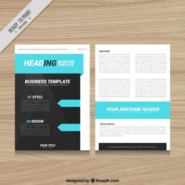 Magazine template design with blue elements Vector