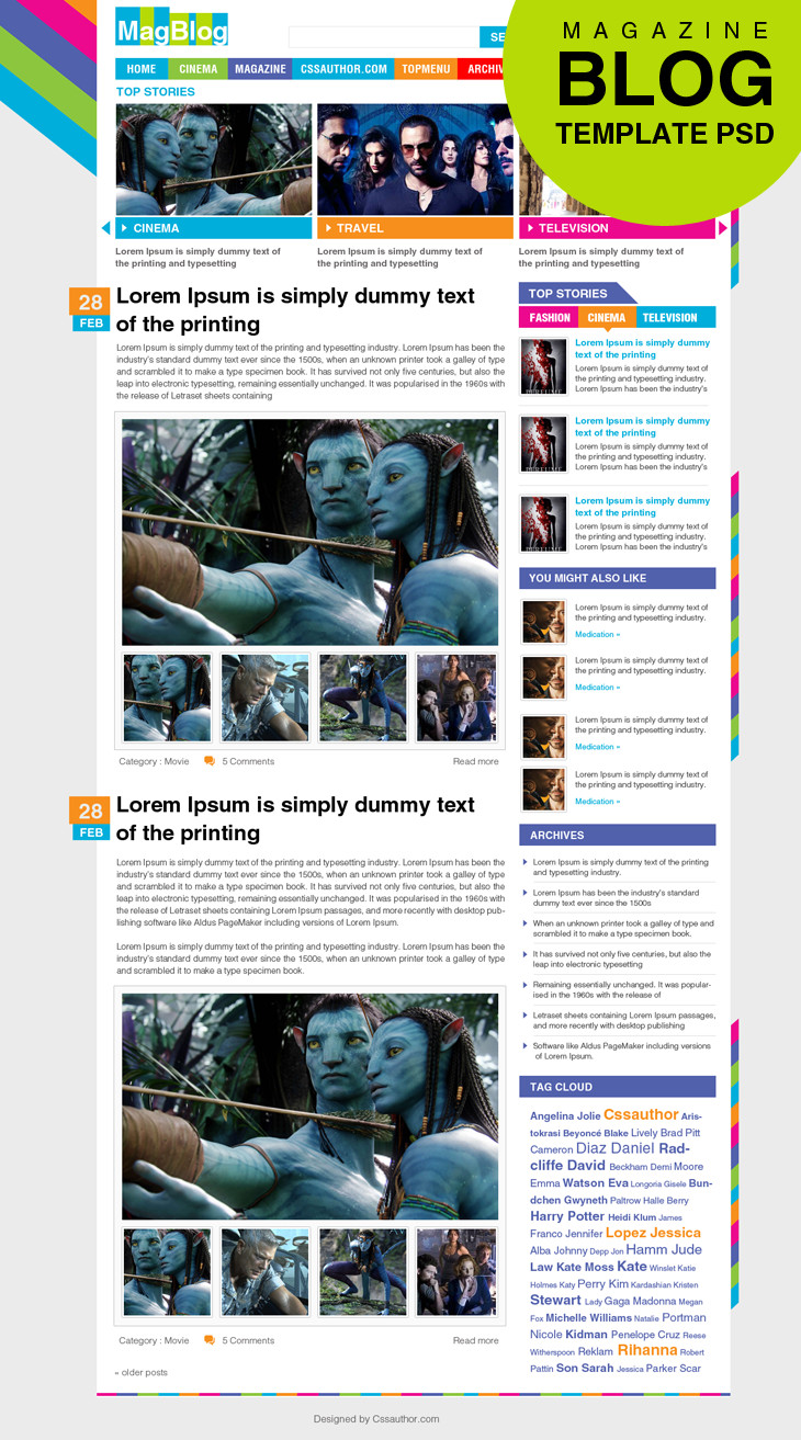 Premium Magazine Blog Template PSD for Free Download