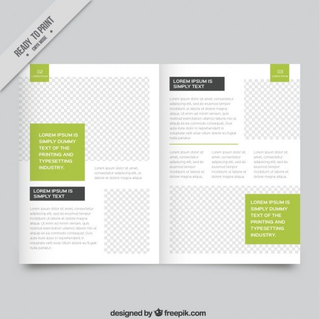 White magazine template with green parts Vector