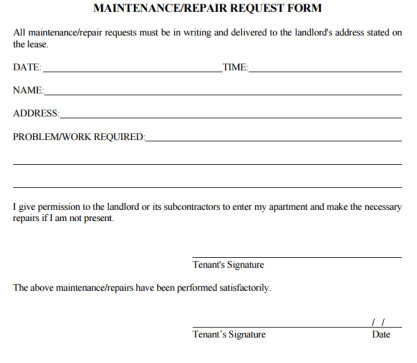 6 Free Maintenance Request Form Templates Word Excel