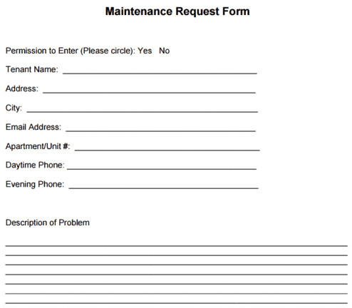 6 Free Maintenance Request Form Templates Word Excel