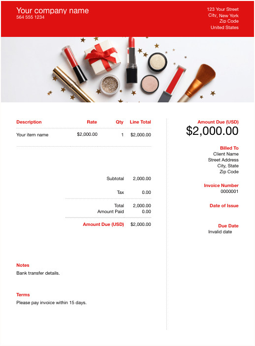 Free Makeup Artist Invoice Template Download Now
