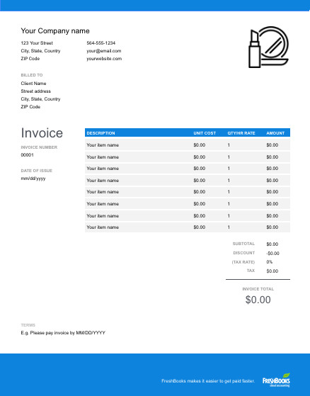 Makeup Artist Invoice Template Free Download