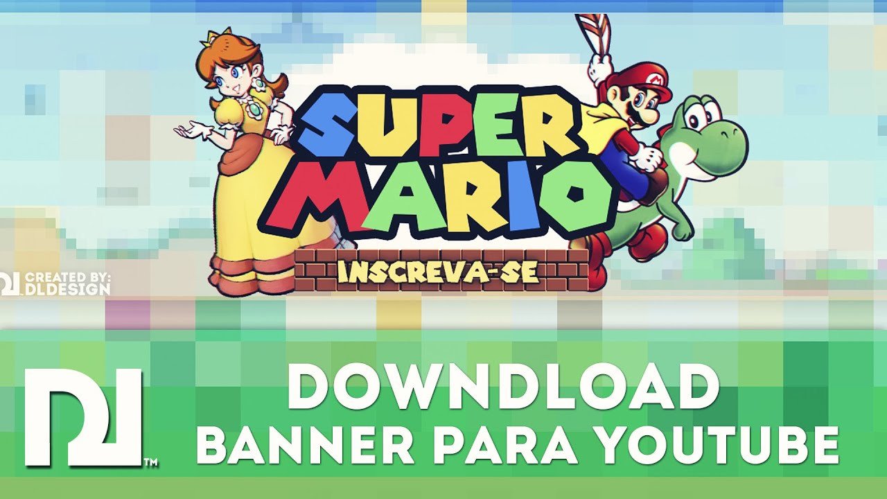 Download capa banner para youtube editável do Mario