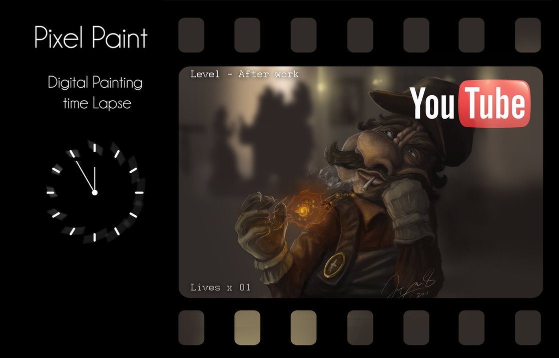 Mario timelapse youtube banner by PixelpaintDeviant on