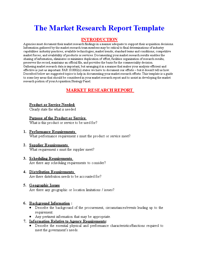 Market Research Report Format