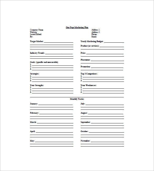 9 e Page Marketing Plan Templates DOC PDF Excel