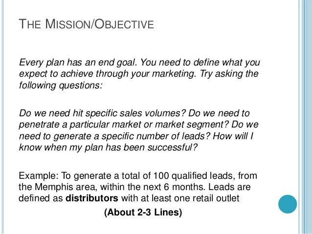 A quick one page marketing plan template