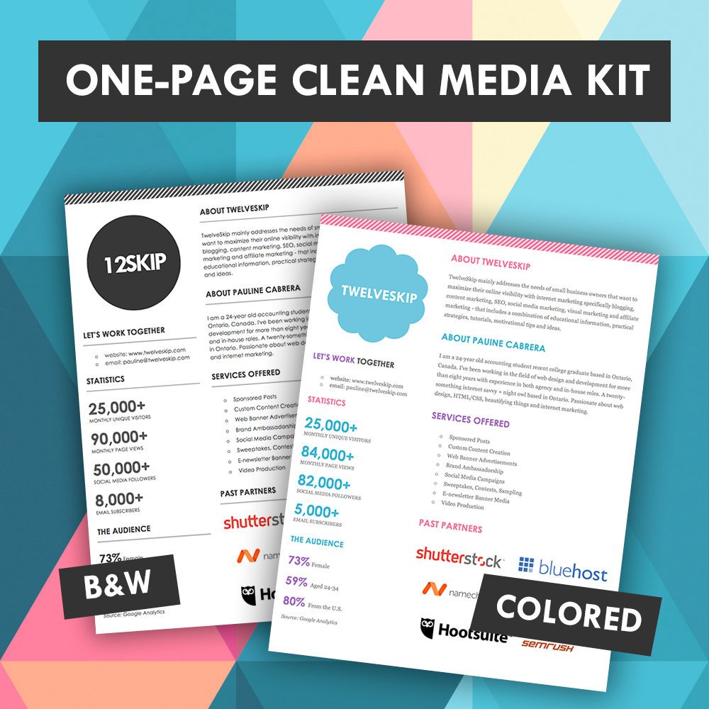 Quick e Page Media Kit Template Press Kit Media Kit