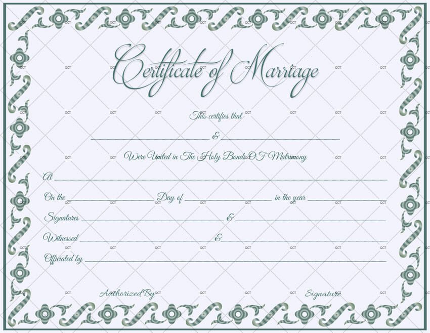 Fillable Marriage Certificate Template Get Certificate