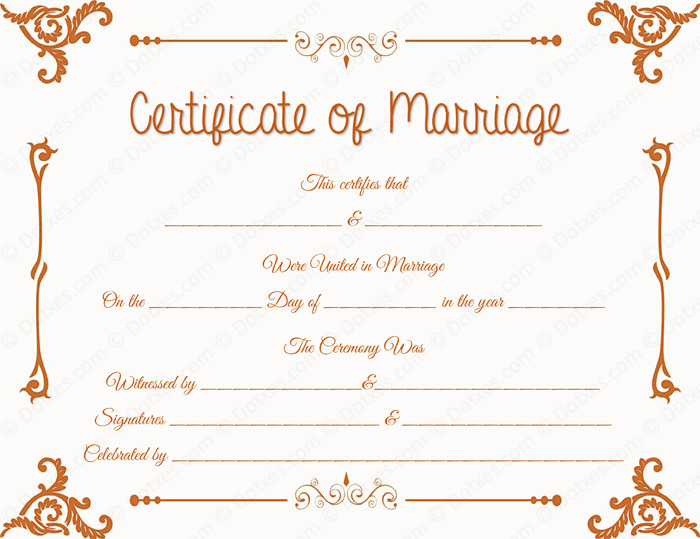 Floral Corner Marriage Certificate Template Dotxes