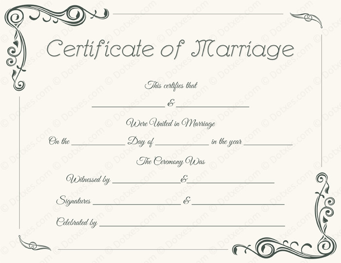 Standard Marriage Certificate Template Dotxes