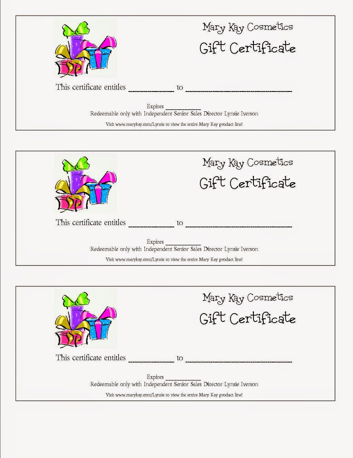 Mary Kay Gift Certificate Pdf
