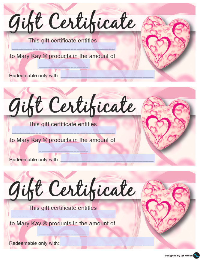 Mary Kay Valentine s Gift Certificates