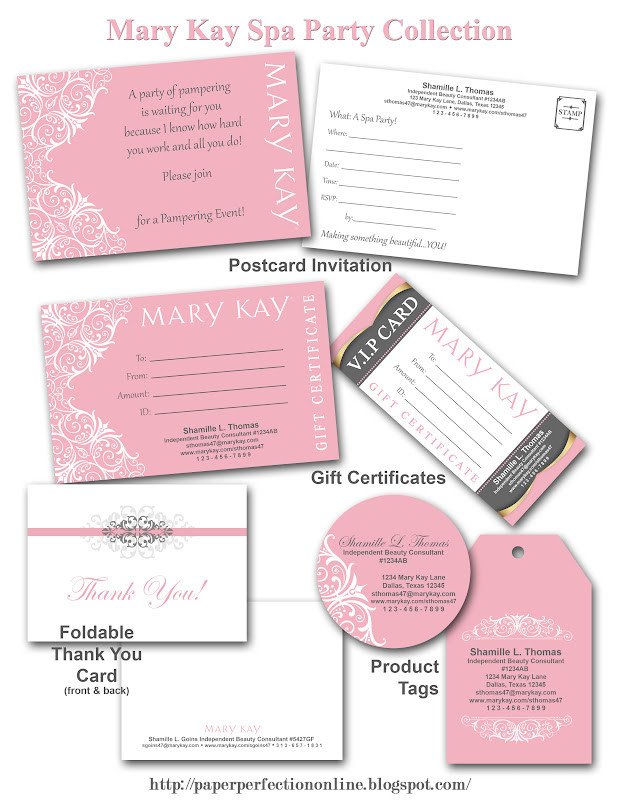 Paper Perfection Mary Kay Spa Party Printables