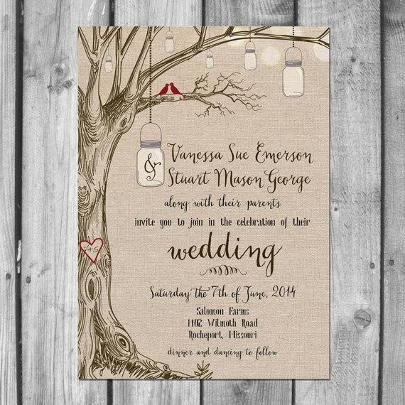 Lovebirds & Mason Jars Wedding Invitation Set