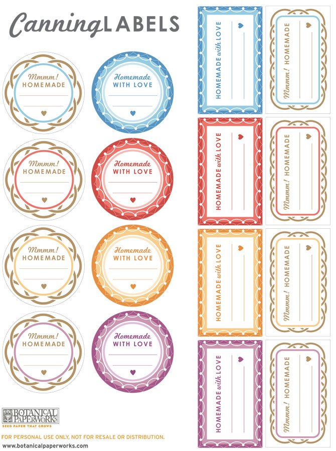 free printable Canning Labels Blog