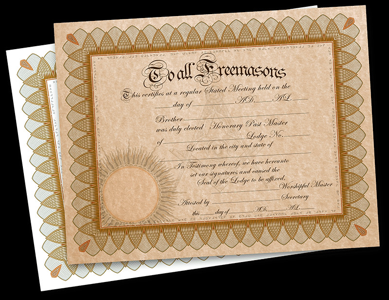 Free Honorary Masonic Membership Certificate Fossil Bluff