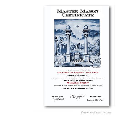 Master Mason Certificate Masonic Certificates Awards and