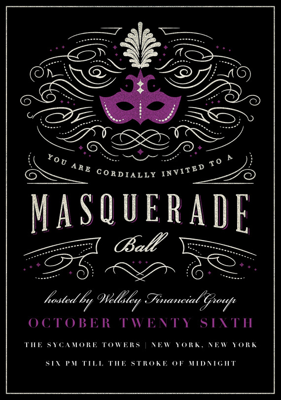 Masquerade Ball Invitations in Purple in 2019