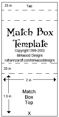 Mirkwood Designs Match Box Template
