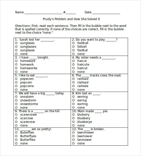 Sample Spelling Test Template 14 Free Documents in PDF