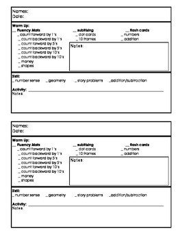 Kindergarten Guided Math Lesson Plan Template by Kobb s