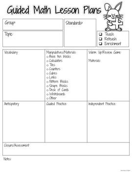 Small Group Guided Math Lesson Plan Template Freebie by