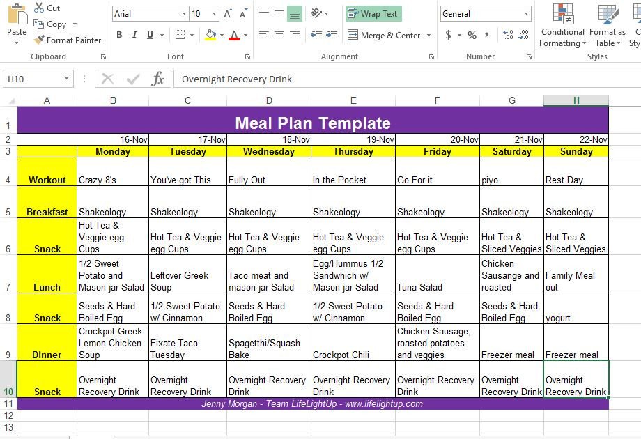 Life Light Up How to Create a Weekly Meal Plan